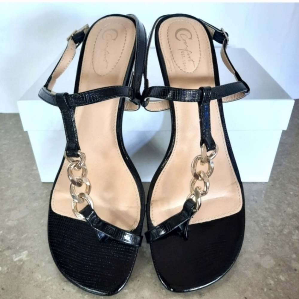 Lot Of 2 Cato C Comfort Sandals Sz 10 Leopard Slides Brown Black Kitten Heels - Picture 3 of 15